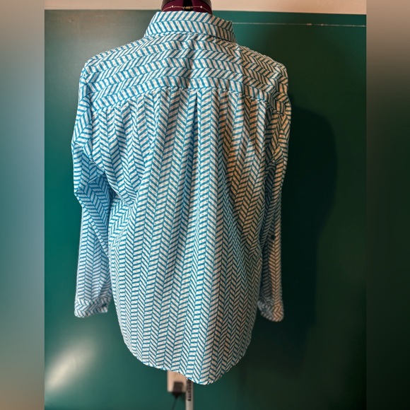 Studio Works Turquoise and White Patterned Top - Picture 5 of 6